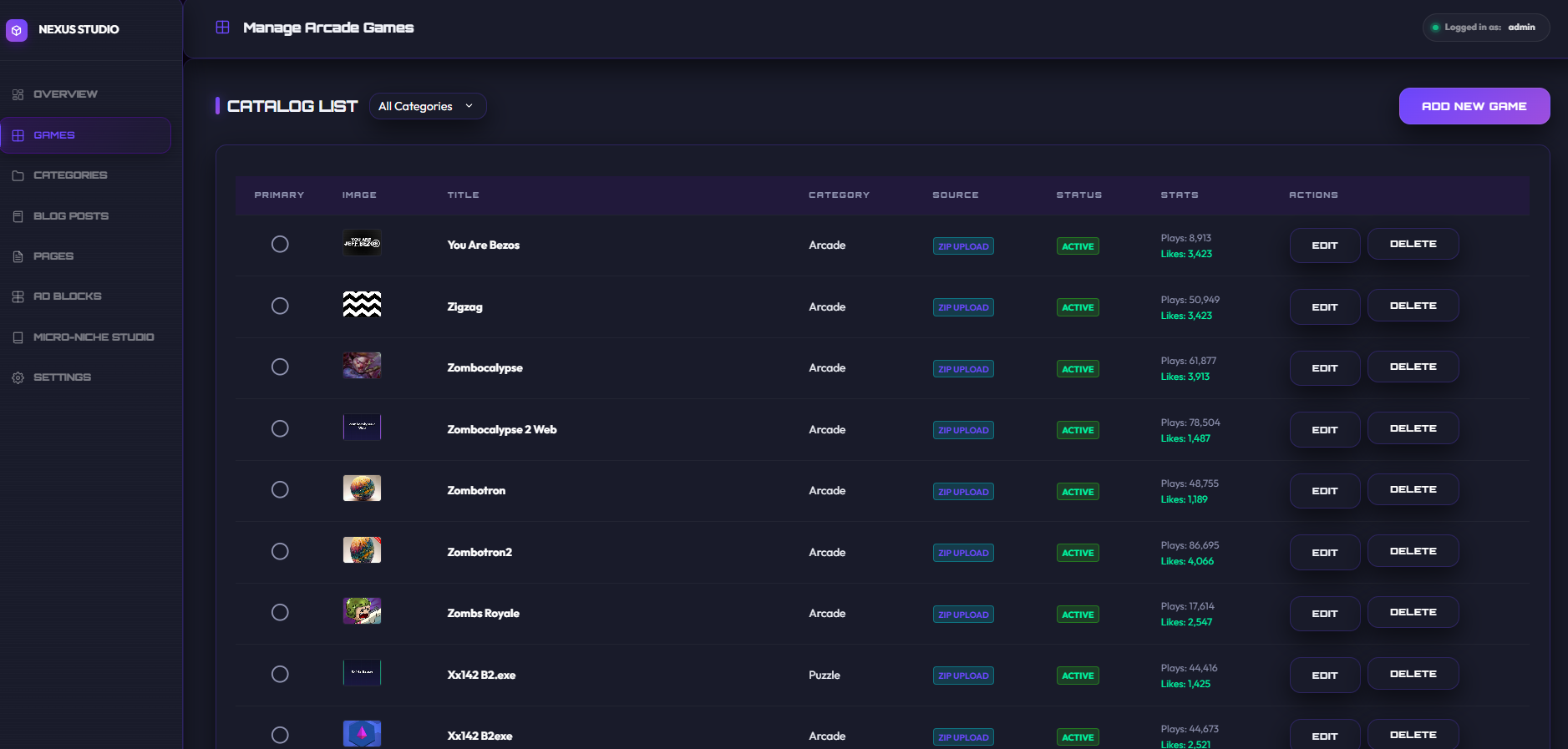 Nexus Games Portal — Screenshot 2